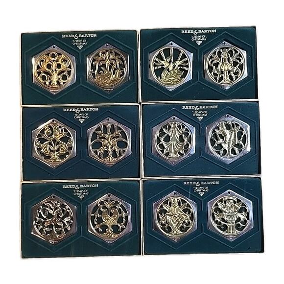 Vintage Reed and Barton 12 Days of Christmas Ornaments Set 1-12 Days U97 - Picture 1 of 7